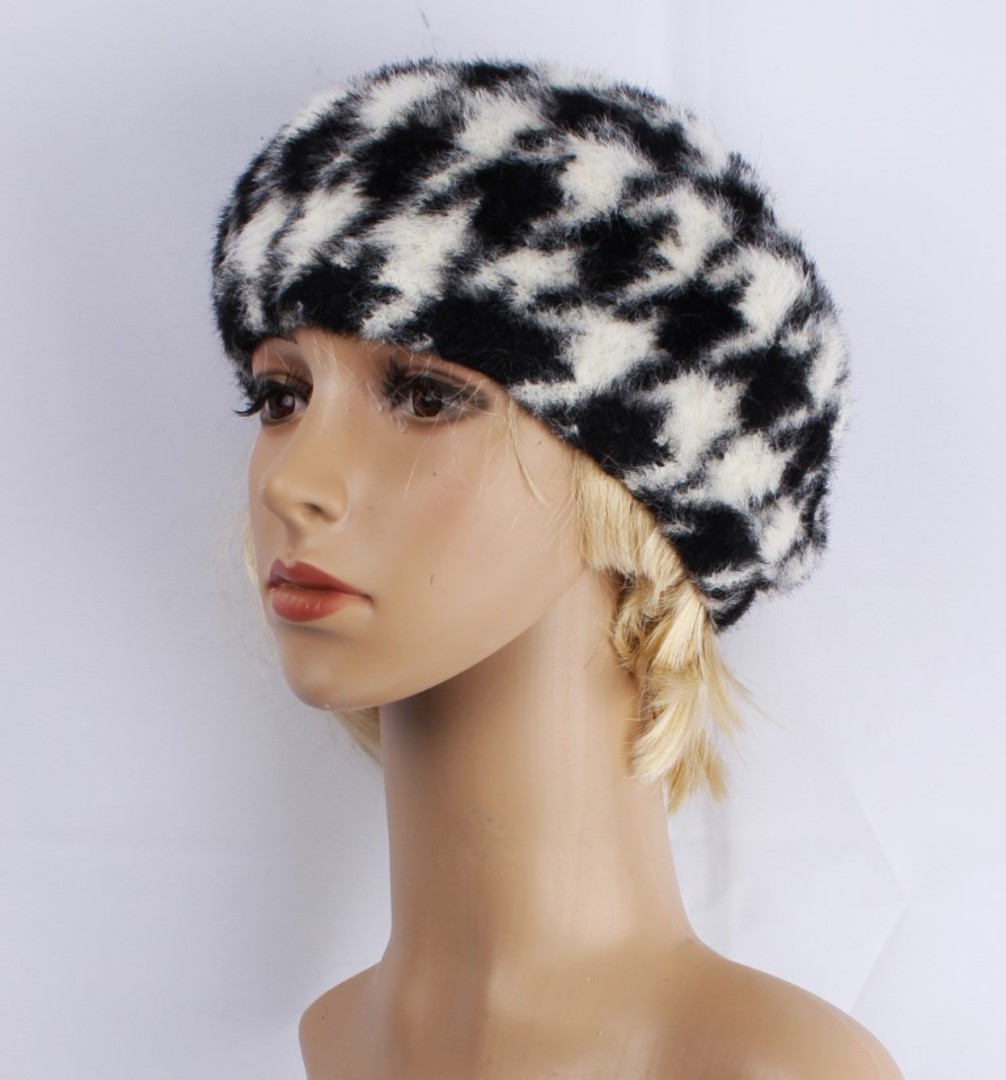 Head Start beautifully soft houndstooth beret black STYLE : HS/5071BLK image 0